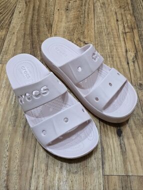 CROCS Light Pink Double-Strap Slide Sandals